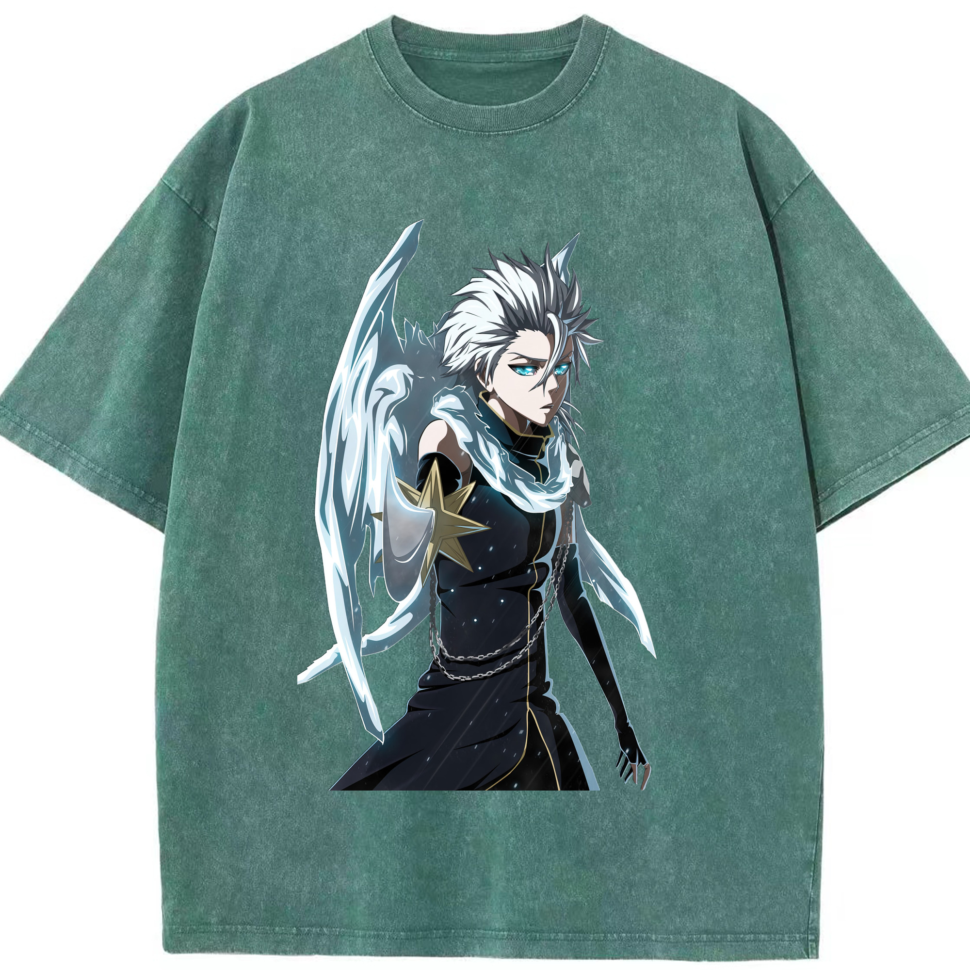 （画像用） ブリーチ 日番谷冬獅郎（ひつがや とうしろう） BLEACH Hitsugaya Toushirou 綿100% ヴィンテージ風 半袖Tシャツ（フロントプリント）